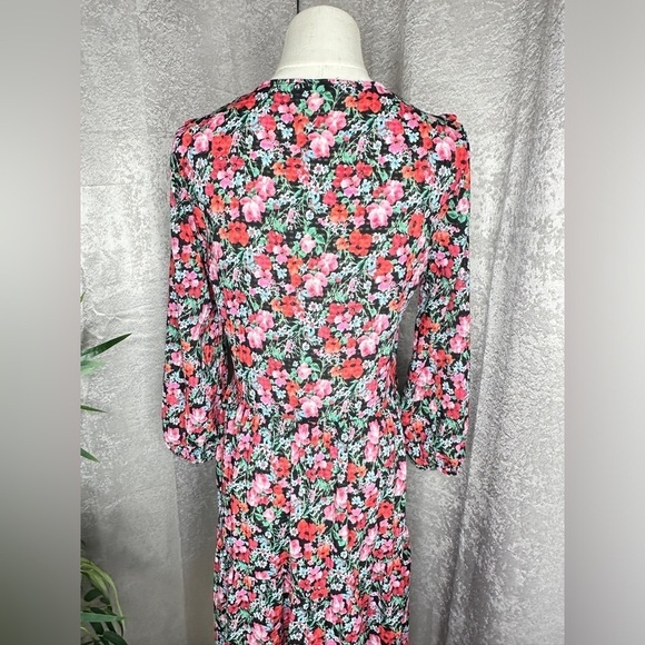 Zara Women’s V-Neck Floral Print Multi Sheer Tiered Maxi Dress Sz XS - Picture 8 of 13